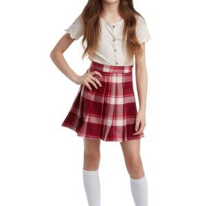 Jessica Simpson Girl’s Pleated Plaid Red Skirt, Size 10 Girls